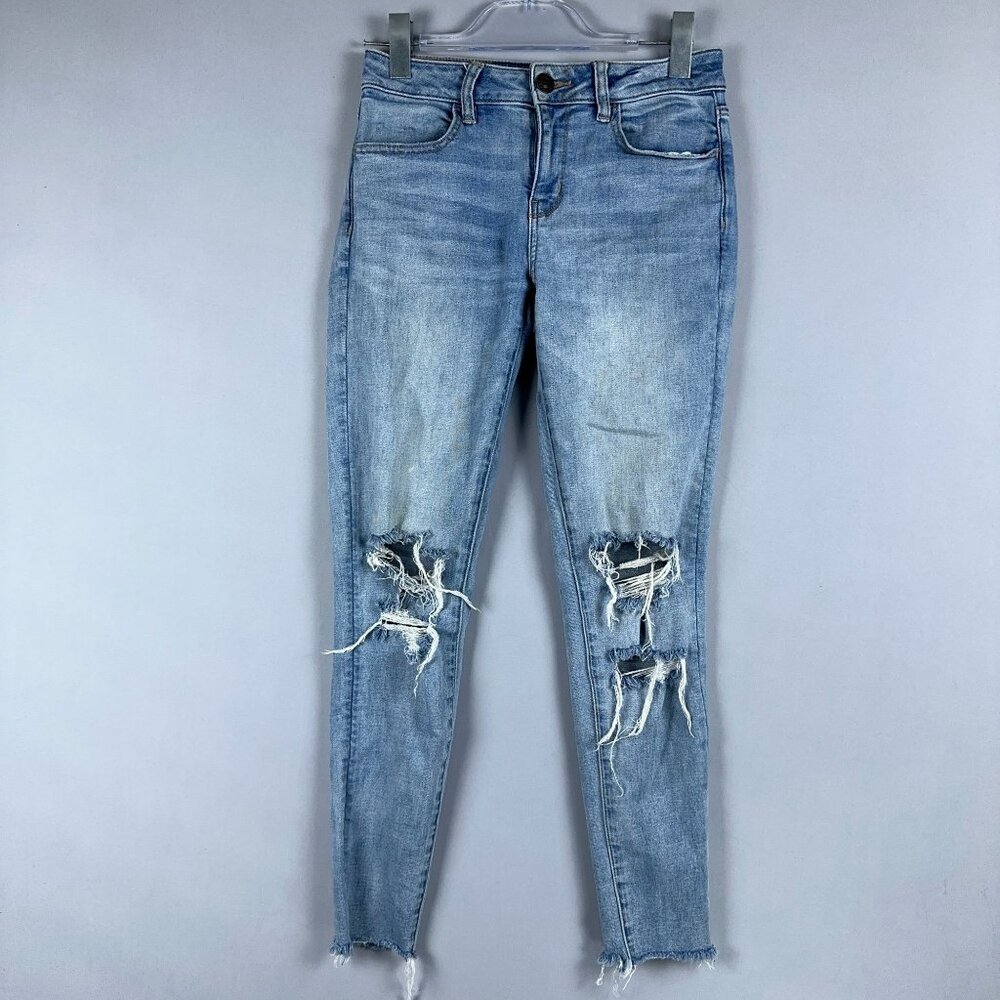 American Eagle Jeans Jegging Womens Size 4 Regular Distressed Mid Rise Blue